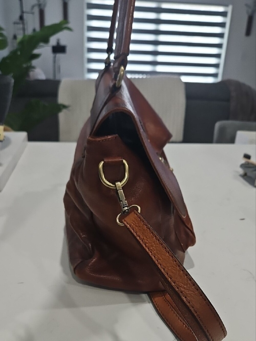 Pratezi Firenze - Brown Leather Satchel Handbag - Picture 3 of 12